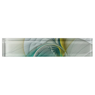 Placa De Nombre Resumen hipnótico Fractal Verde azulado Turquesa d