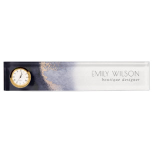 Placa De Nombre Resumen Naval Relieve metalizado dorado negro Wash