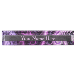 Placa De Nombre Resumen Vivid Guay Pink Purple Fractal Art Spiral