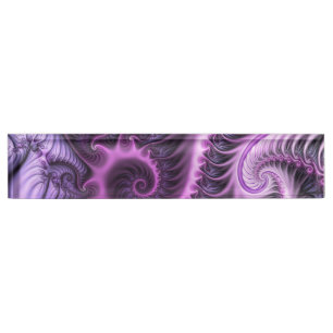 Placa De Nombre Resumen Vivid Guay Pink Purple Fractal Art Spiral