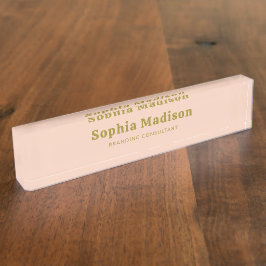 Placa De Nombre Retro Bold Serif Green Blush Pink