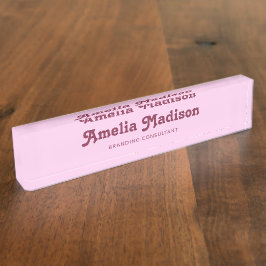 Placa De Nombre Retro Minimalist Pink