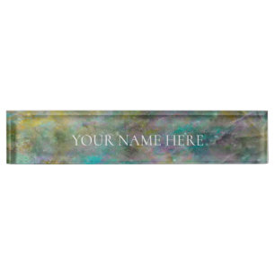 Placa De Nombre Roca de Cristal de Arcoíris de Colores Múltiples C