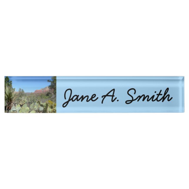 Placa De Nombre Rocas rojas y cactus I (Anverso)