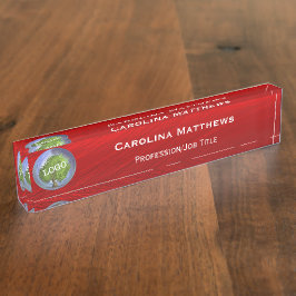 Placa De Nombre Rojo de logotipo comercial