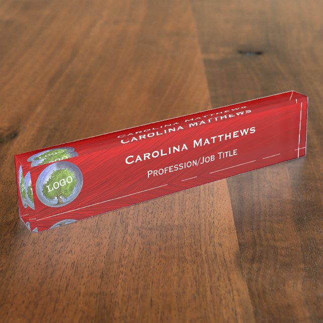 Placa De Nombre Rojo de logotipo comercial (Lateral)