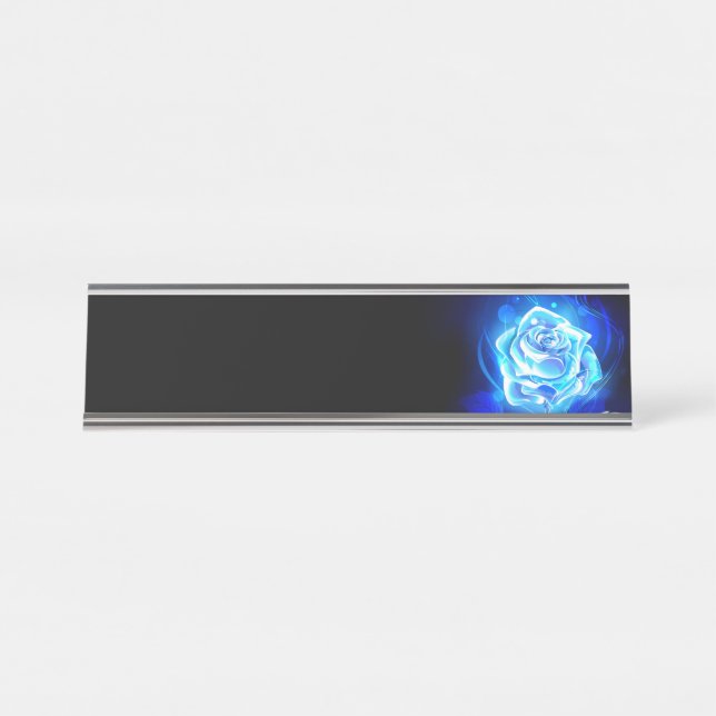 Placa De Nombre Rosa azul en llamas (Anverso)