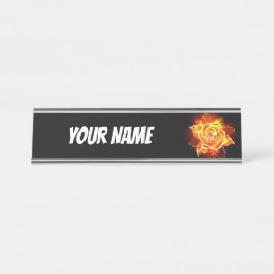 Placa De Nombre Rosa de incendios en auge