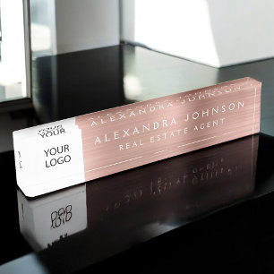 Placa De Nombre Rosa de logotipo personalizado Profesional rosa do