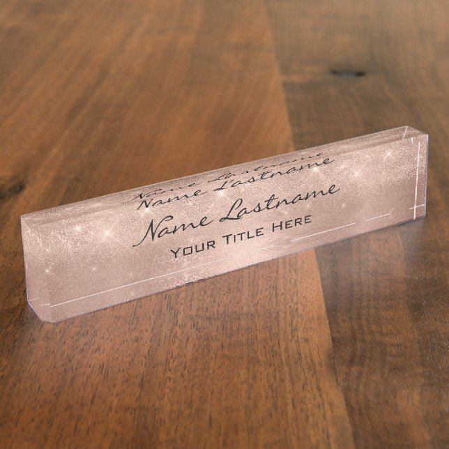 Placa De Nombre Rosa de maquillaje Esteticismo Beauty Hairdresser  (Lateral)