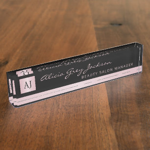 Placa De Nombre Rosa de oro ruidoso rosa chicle oficina de negocio