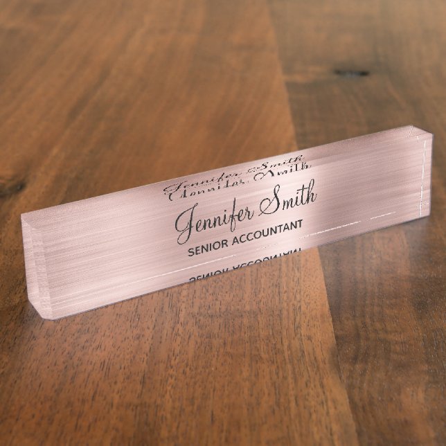 Placa De Nombre Rosa Dorado Falso Afeminado (Lateral)