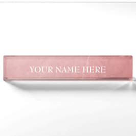 Placa De Nombre Rosa Dorado Rosa Moderno Tendencia Mínimo Chic