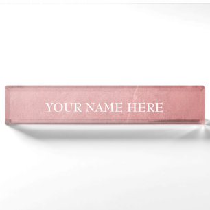 Placa De Nombre Rosa Dorado Rosa Moderno Tendencia Mínimo Chic