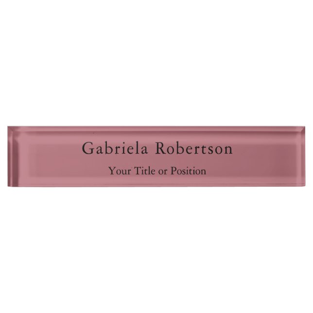 Placa De Nombre Rosa Gold Color Profesional Moda moderna (Anverso)