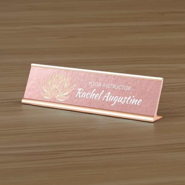 Placa De Nombre Rosa Gold Lotus Yoga Studio Instructor de Meditaci (Subido por el creador)
