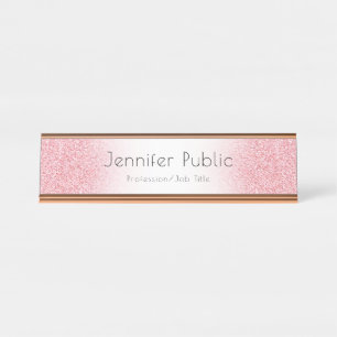 Placa De Nombre Rosa Gold Modern Template Profesional