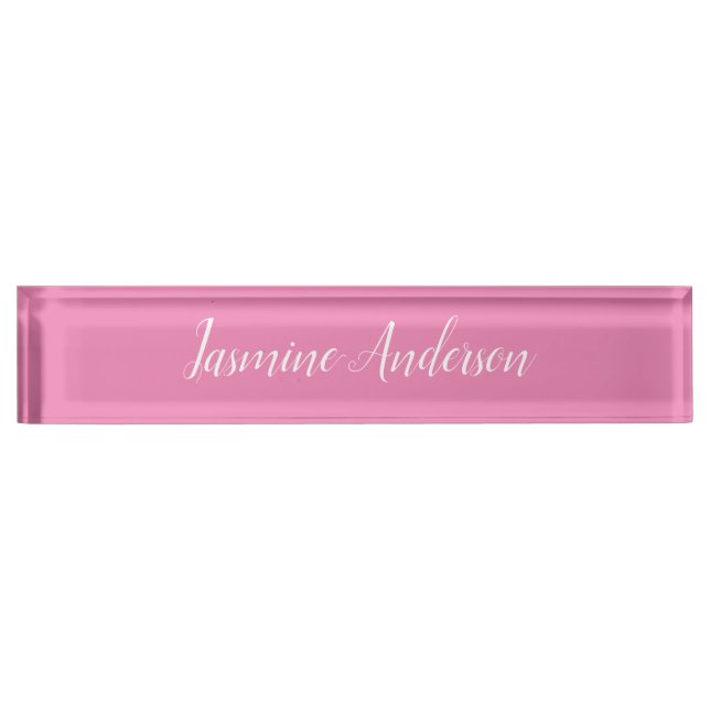 Placa De Nombre Rosa Minimalista profesional moderno (Anverso)