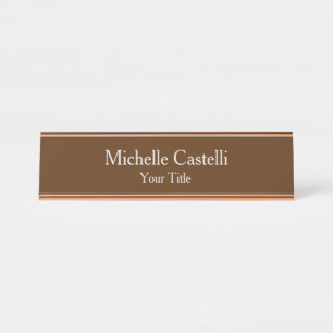 Placa De Nombre Rosa moderno y profesional Gold Brown