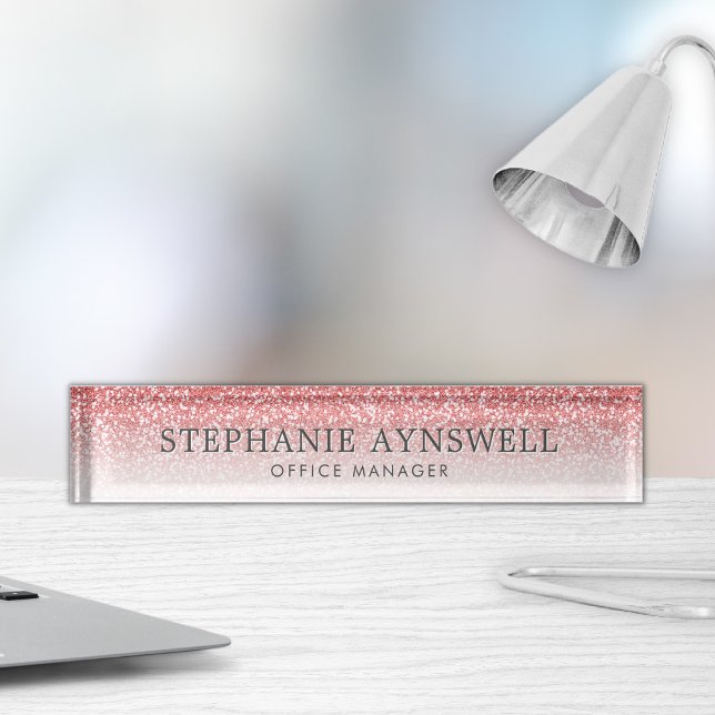 Placa De Nombre Rosa Ombre Trendy Purpurina (Subido por el creador)