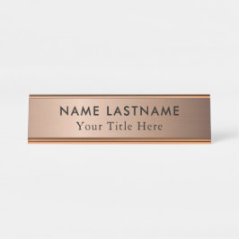 Placa De Nombre Rosa Oro Elegante Minimalista Simple Moderno