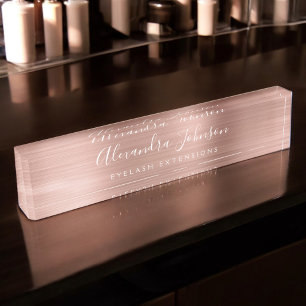 Placa De Nombre Rosa Oro Rubor Extensiones de Eyelash Rosado