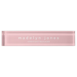 Placa De Nombre Rosa Personalizado Moderno