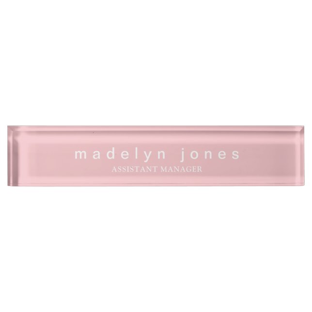 Placa De Nombre Rosa Personalizado Moderno (Anverso)