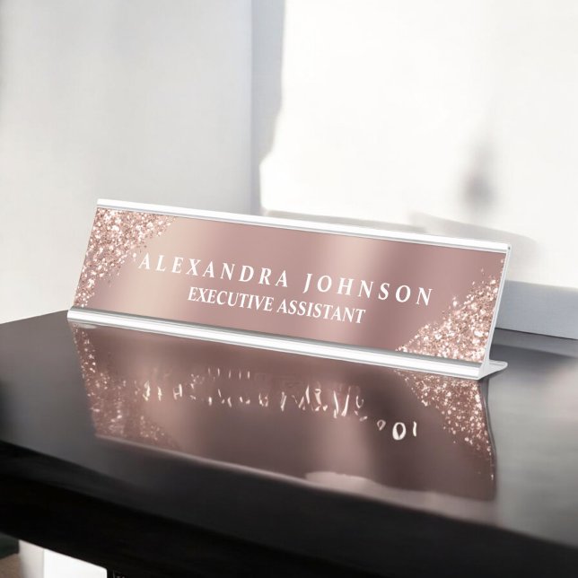 Placa De Nombre Rosa profesional moderno Purpurina de espuma de or (Subido por el creador)