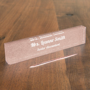 Placa De Nombre Rosa Relieve metalizado metálico blanco