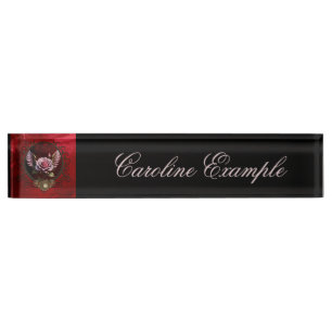 Placa De Nombre Rosa Steampunk