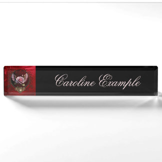 Placa De Nombre Rosa Steampunk