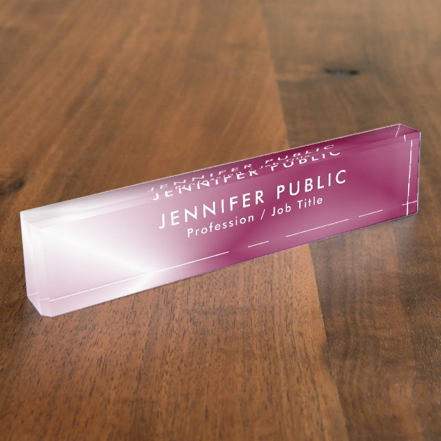 Placa De Nombre Rosegold Nombre De Plantilla Texto Elegante Moda (Lateral)