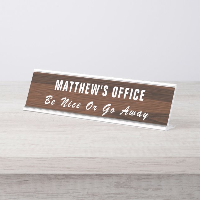 Placa De Nombre Rótulo de Office divertido y personalizado (Anverso)