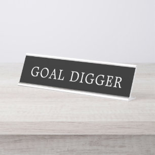 Placa De Nombre Rótulo moderno de digger de objetivo blanco y neg