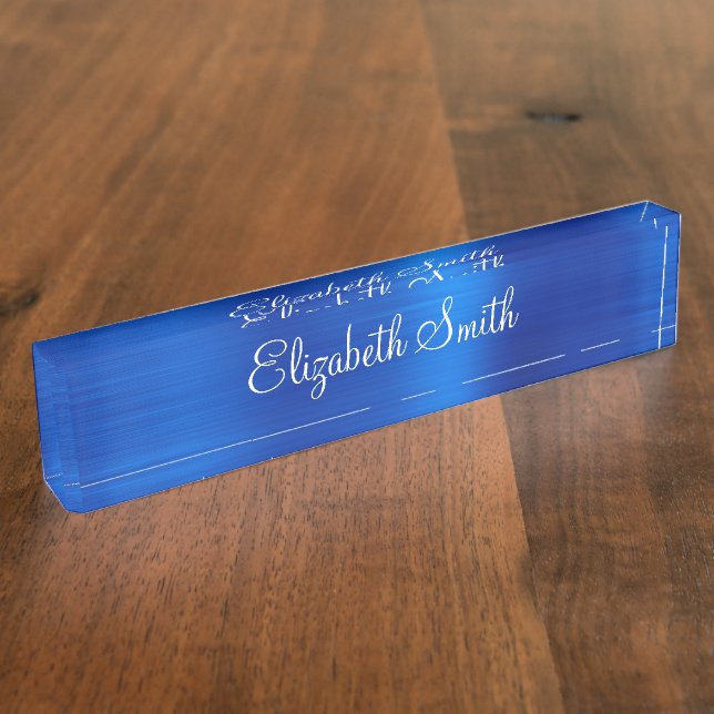 Placa De Nombre Royal Blue Faux Metallic Foil (Lateral)