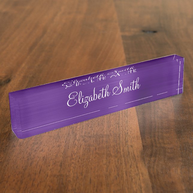 Placa De Nombre Royal Purple Faux Metallic Foil (Lateral)