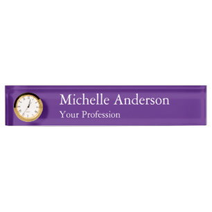 Placa De Nombre Royal Purple Professional Manager Modern Plain