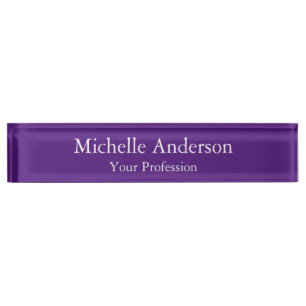 Placa De Nombre Royal Purple Professional Manager Modern Plain