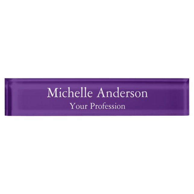 Placa De Nombre Royal Purple Professional Manager Modern Plain (Anverso)