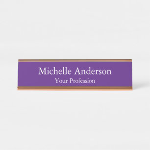 Placa De Nombre Royal Purple Professional Manager Modern Plain