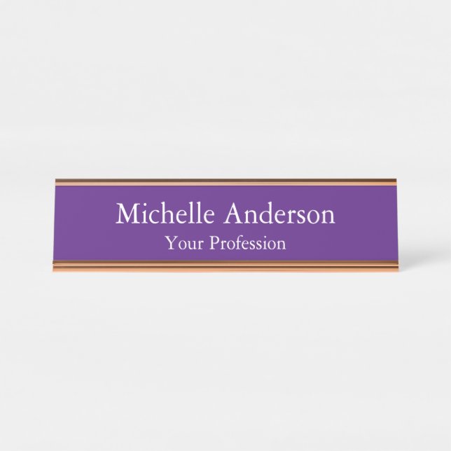 Placa De Nombre Royal Purple Professional Manager Modern Plain (Anverso)
