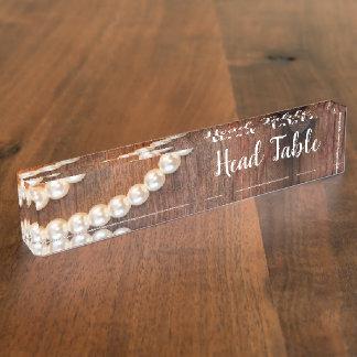 Placa De Nombre Rustic Pearls Barn Wood Country Wedding Head Table