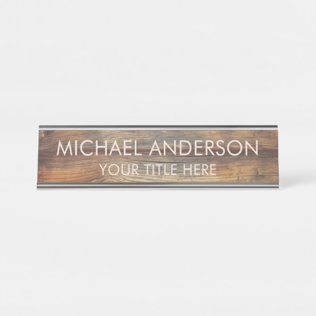 Placa De Nombre Rustic Wood Custom  (Anverso)