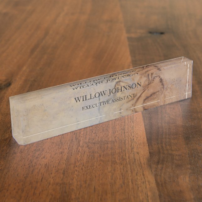 Placa De Nombre Rústico Papel de época simple profesional (Lateral)