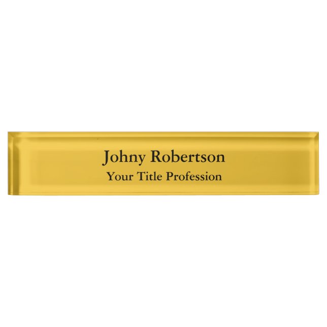 Placa De Nombre Saffron Golden Yellow Plain Elegant Profesional (Anverso)