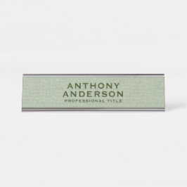 Placa De Nombre Sage Green Fabric Texture