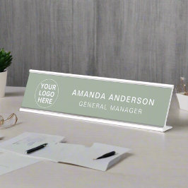 Placa De Nombre Sage Green Logo l Professional Business Office