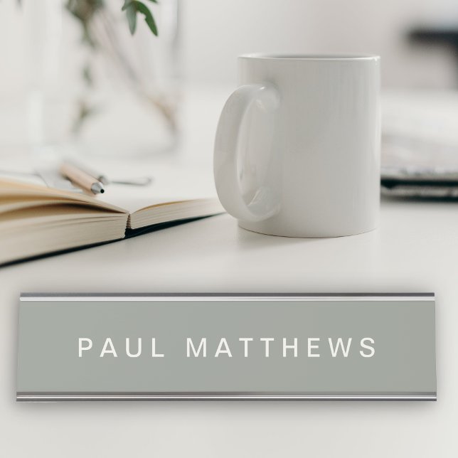 Placa De Nombre Sage Green Modern Sleek Personalizado Añadir su no (Subido por el creador)