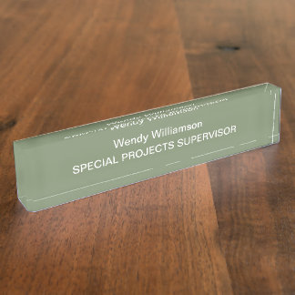 Placa De Nombre Sage Green Office Desk Nomenclatura